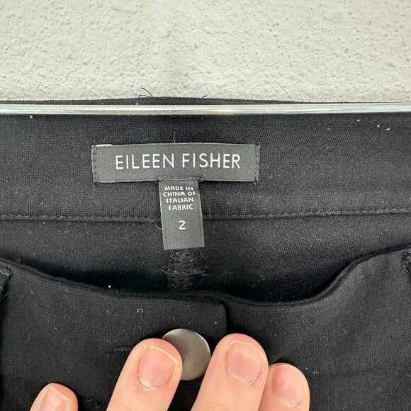 Eileen Fisher Size 2 Black Pants Stretch Jersey Knit Straight Leg Casual Comfort - Picture 6 of 6